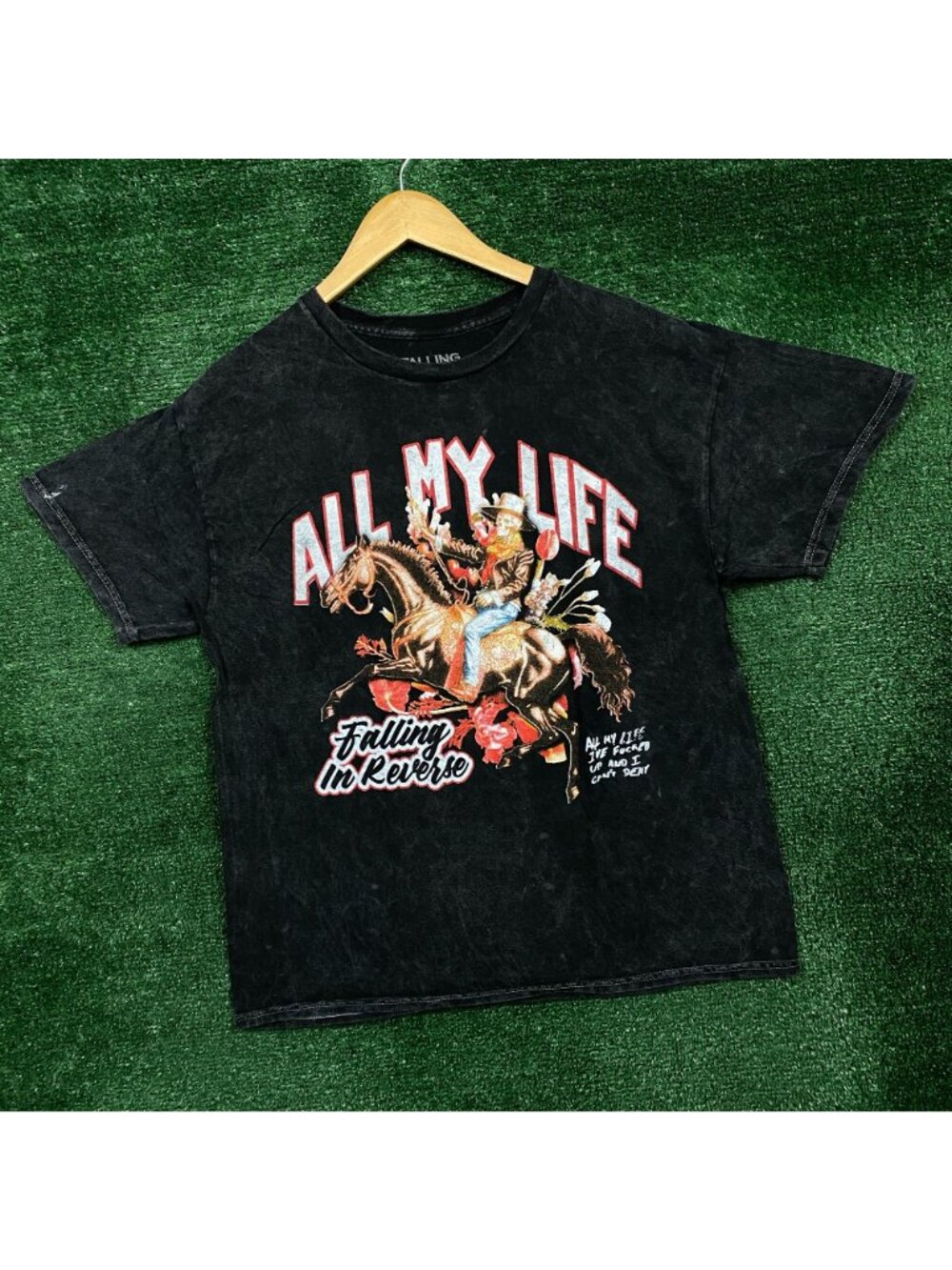 Falling In Reverse All My Life Cowboy Acid Wash T-shirt size Large - Picture 3 of 4